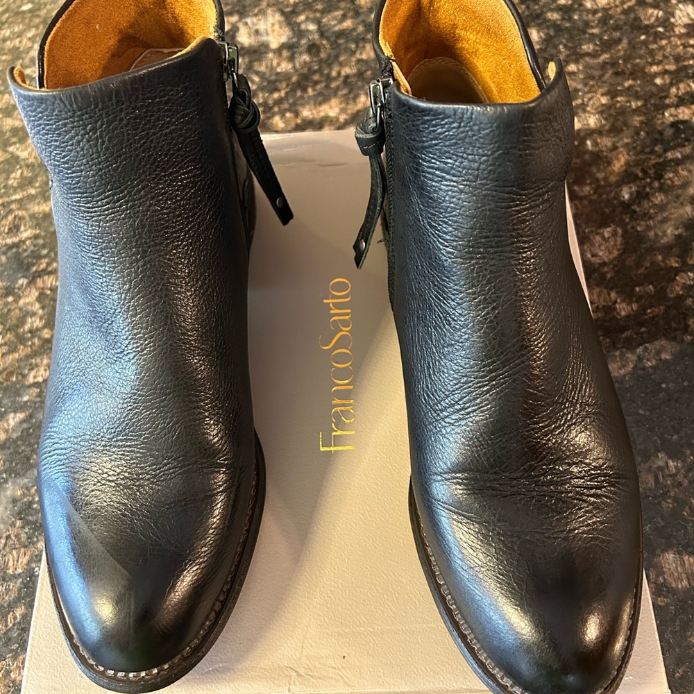 Franco Sarto black leather booties.  Size 10 In EUC, only worn a few times.